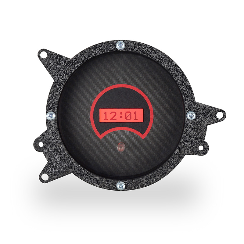 Dakota Digital 1969-70 Ford Mustang Digital Clock, Carbon Fiber Style Face, Red Display